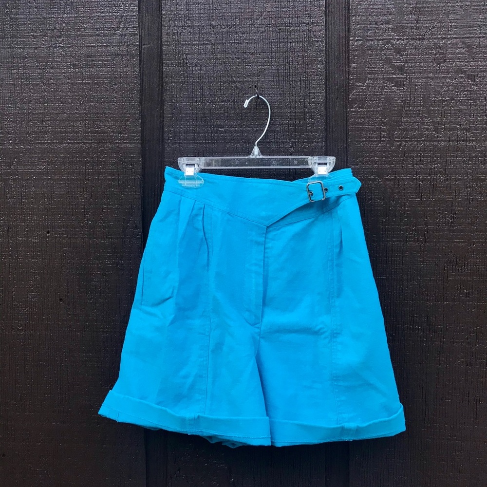 1980s Blue Buckle High Waisted Shorts